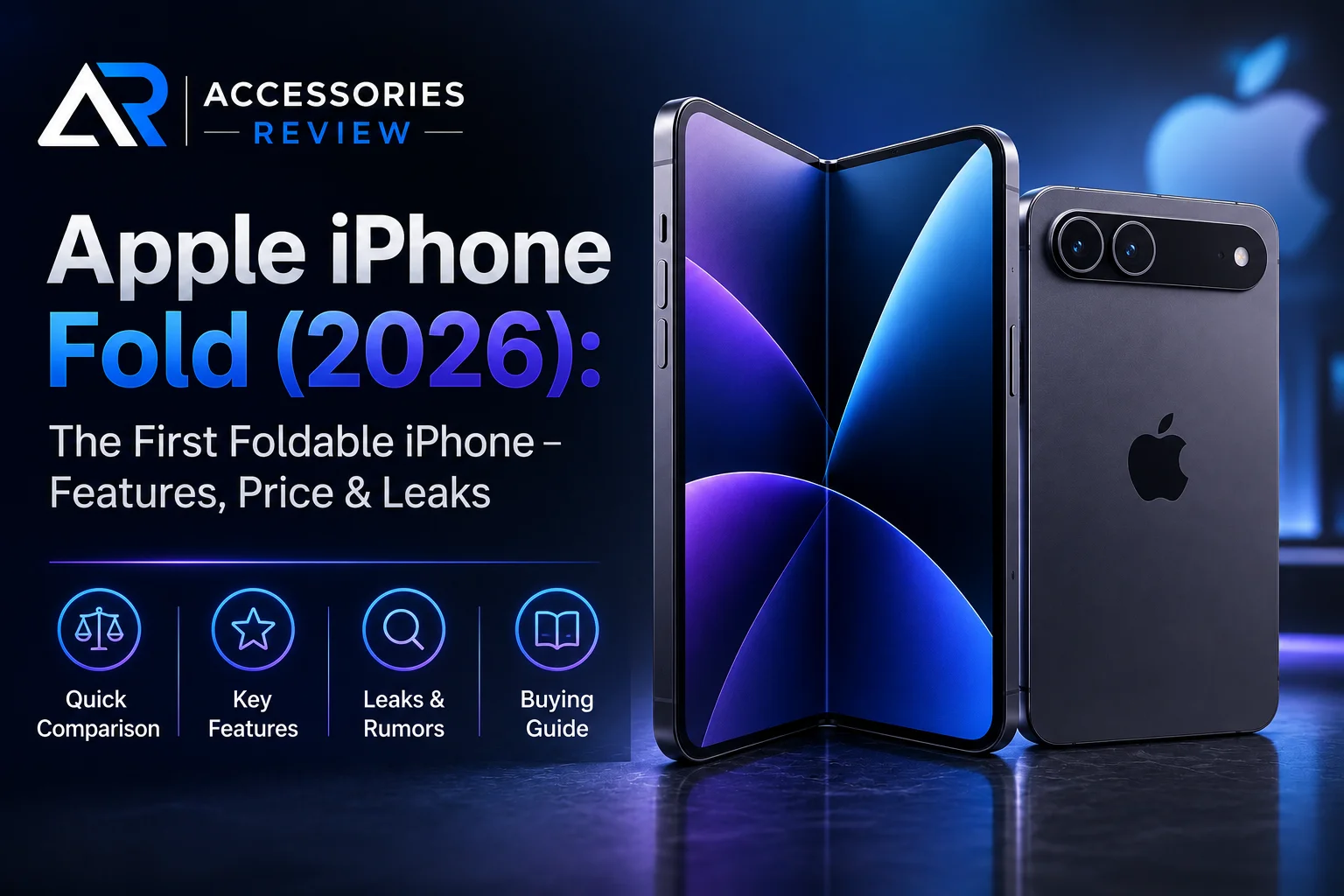 Apple iPhone Fold (2026) concept showing the first foldable iPhone with expected features and design.