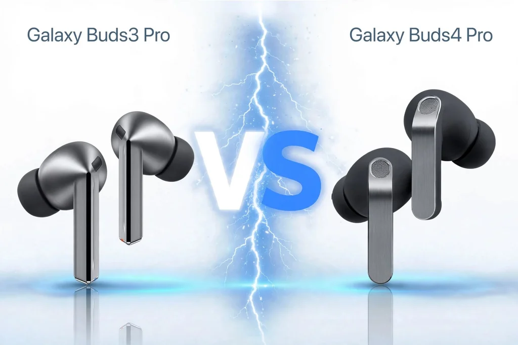 samsung-galaxy-buds3-pro-and-galaxy-buds4-pro-side-by-side-comparison-with-white-background-and center-electric-spark
